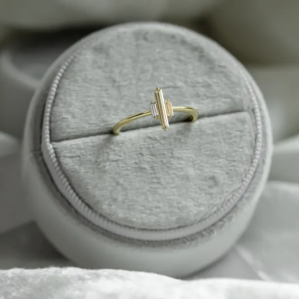Unique baguette moissanite engagement ring THEA Image
