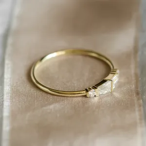 Unique tapered baguette moissanite ring  LUMI Thumbnail