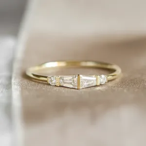Unique tapered baguette moissanite ring  LUMI
