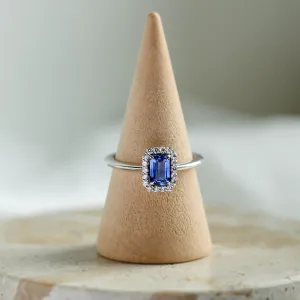 Unique teal sapphire and diamond engagement ring LEAR Thumbnail