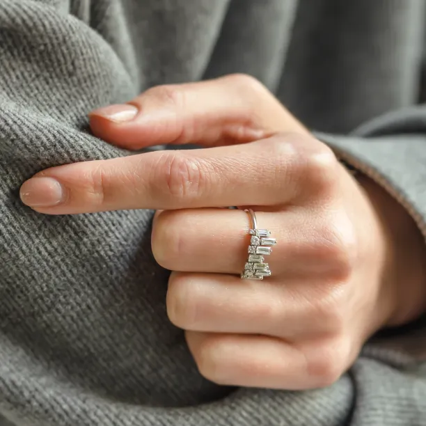 Unusual geometric ring with moissanites in art deco style TAMARA Image