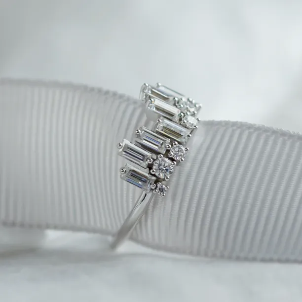 Unusual geometric ring with moissanites in art deco style TAMARA Image