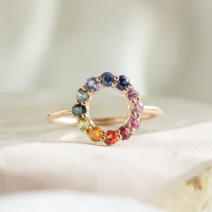 Unusual multi gemstone ring with sapphires RAINBOW Thumbnail
