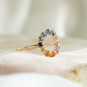 Unusual multi gemstone ring with sapphires RAINBOW Thumbnail