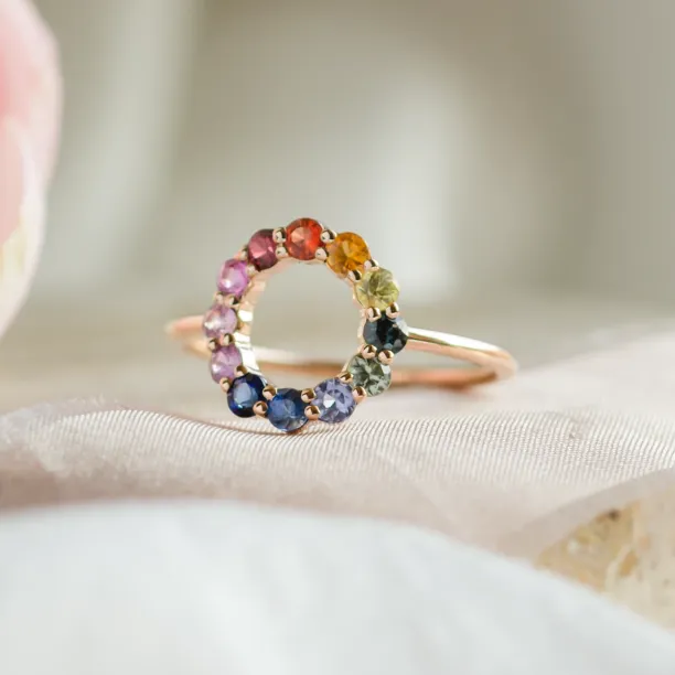 Unusual multi gemstone ring with sapphires RAINBOW Image