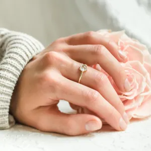 Unusual engagement ring with white sapphire in atypical shape MARIAH Thumbnail