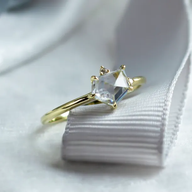 Unusual engagement ring with white sapphire in atypical shape MARIAH Image