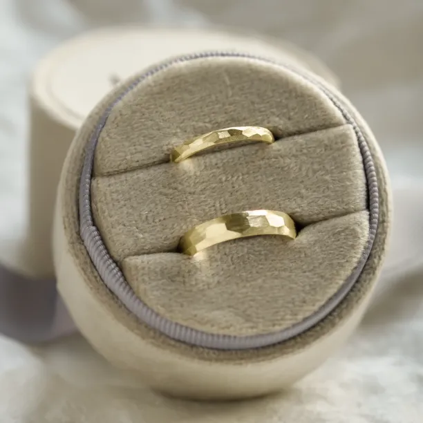 Hammered gold wedding rings BOME Image
