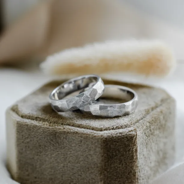 Hammered gold wedding rings BOME Image