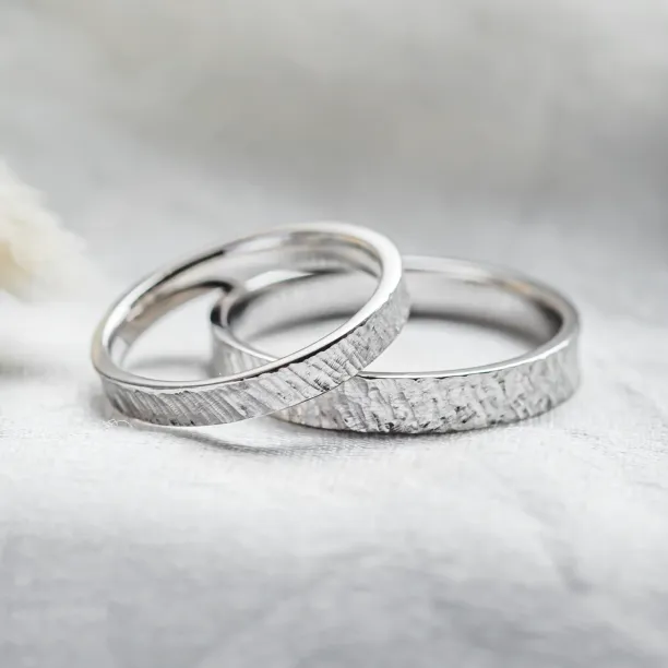Atypical wedding rings with unusual surface TAMPERE Image