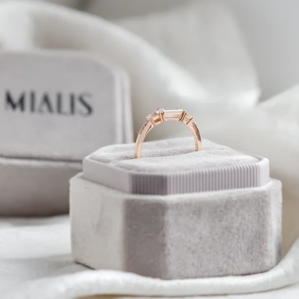 Gold ring in art deco style with moissanites SPENCER Image