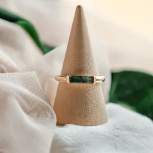 Gold ring with baguette moss agate CATHIA Thumbnail