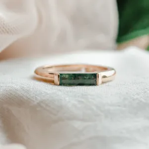 Gold ring with baguette moss agate CATHIA