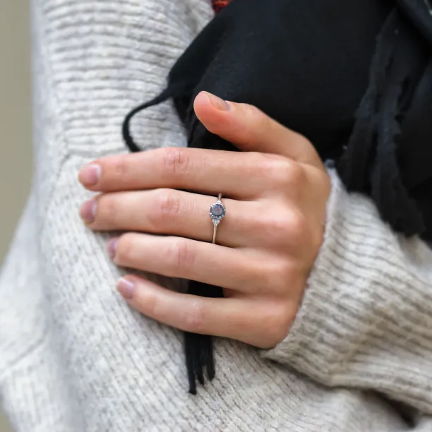 Unusual engagement ring with rutilated quartz and diamonds PRECIOUS Image
