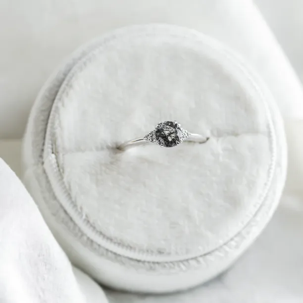 Unusual engagement ring with rutilated quartz and diamonds PRECIOUS Image