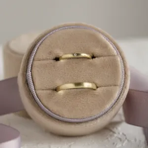 Solid matte wedding rings made of white gold with diamond IDAHO Thumbnail