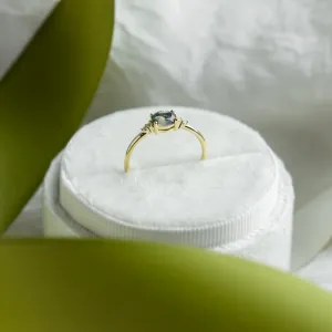 Unusual engagement ring with moss agate and diamonds CAMILA Thumbnail