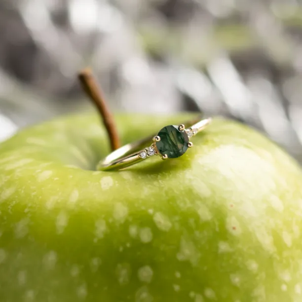 Unusual engagement ring with moss agate and diamonds CAMILA Image