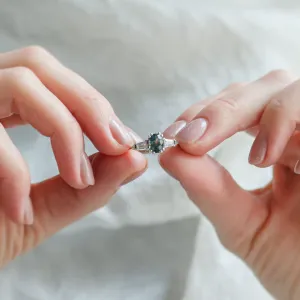 Gold ring with teal oval sapphire DIANA Thumbnail