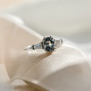 Gold ring with teal oval sapphire DIANA Thumbnail