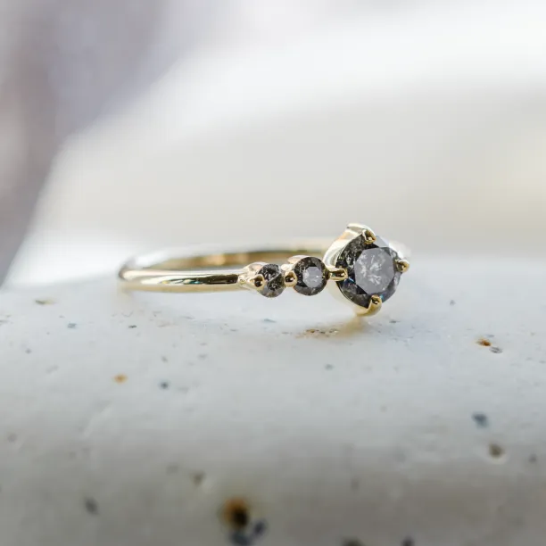 Gold ring with salt and pepper diamond SUE Image