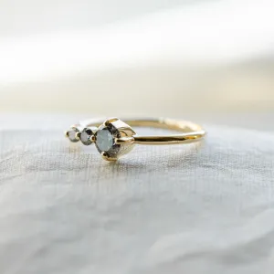 Gold ring with salt and pepper diamond SUE Thumbnail