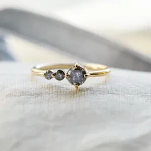 Gold ring with salt and pepper diamond SUE