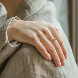 Minimalist salt and pepper and classic diamond ring FRANCO Thumbnail