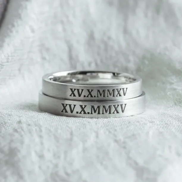 Engraved wedding rings with Roman numerals NADIA Image