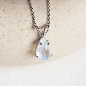 Gold moonstone necklace with diamond LUNA
