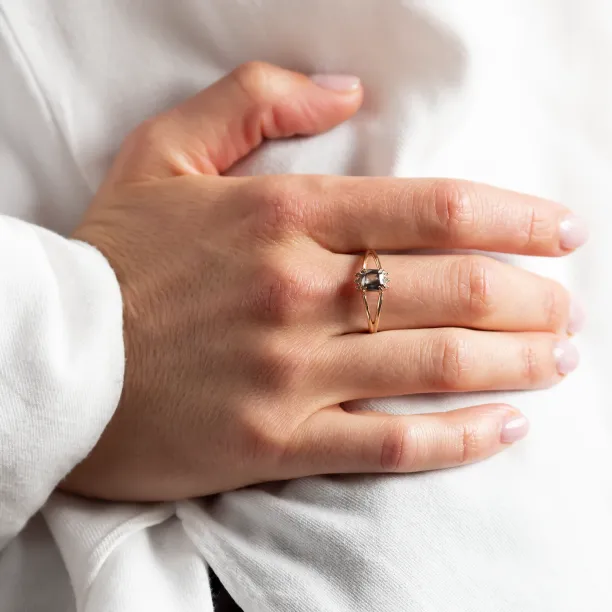 Unique salt and pepper and natural diamond ring SALOMINA Image