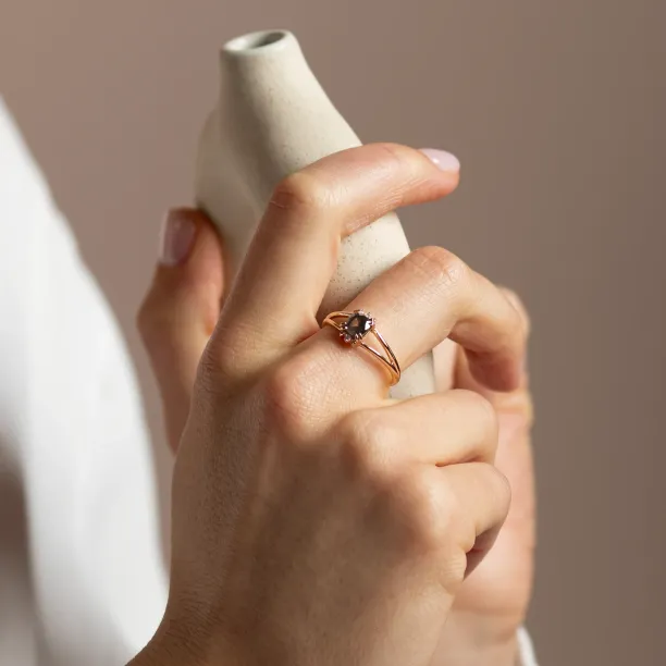 Unique salt and pepper and natural diamond ring SALOMINA Image