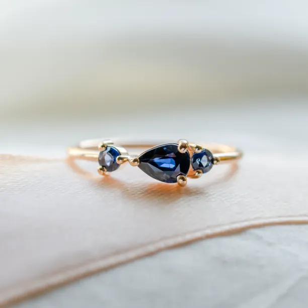 Gold ring with blue sapphires SKYLER Image