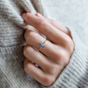 Gold ring with blue topaz CONSTANCE