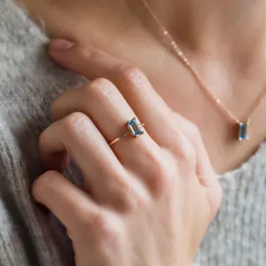 Gold ring with blue topaz CONSTANCE Thumbnail