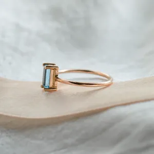 Gold ring with blue topaz CONSTANCE Thumbnail