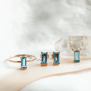 Gold ring with blue topaz CONSTANCE Thumbnail