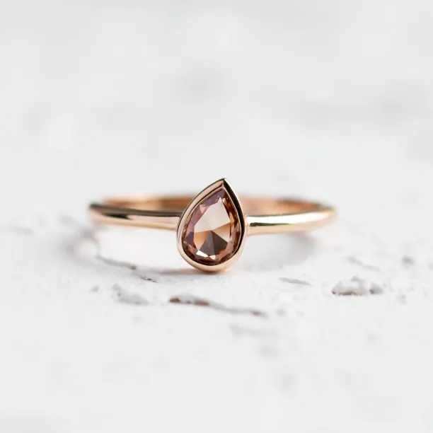 Unique peach lab-grown diamond engagement ring PAM Image