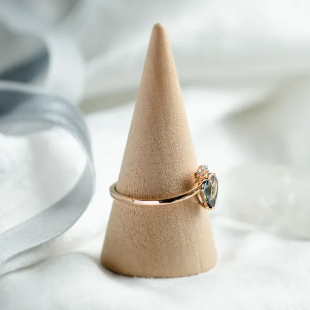 Unique ring with teal sapphire and diamonds LEAH Image
