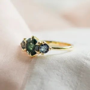 Gold ring with moss agate and blue topaz SYLT Thumbnail