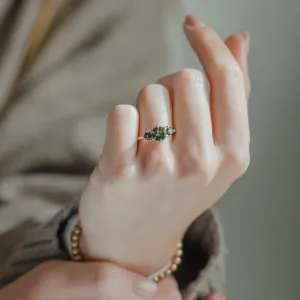 Gold ring with moss agate and blue topaz SYLT Thumbnail