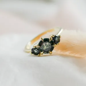 Gold ring with moss agate and blue topaz SYLT Thumbnail