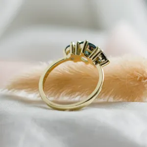 Gold ring with moss agate and blue topaz SYLT Thumbnail