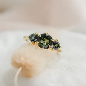 Gold ring with moss agate and blue topaz SYLT Thumbnail