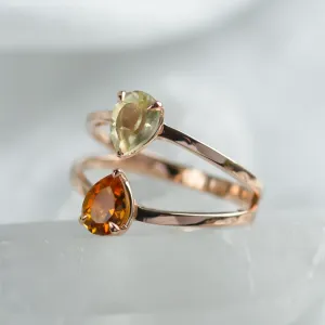 Toi et Moi ring with citrine and lemon quartz ASTRA Thumbnail