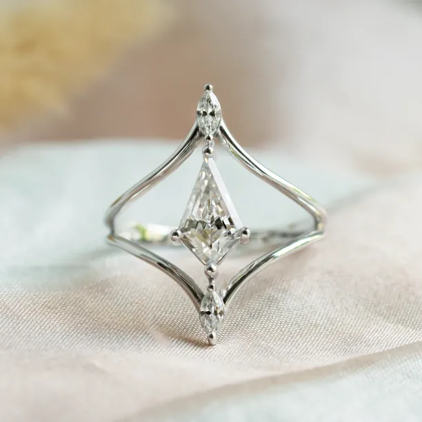 Extravagant split shank ring with moissanites ELOISE Image