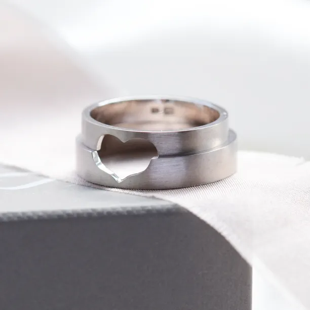 Gold heart cut out wedding bands LOVE Image
