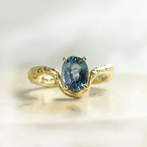 Unique oval blue sapphire ring KIARA