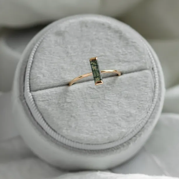 Minimalist moss agate ring HERMIONE Image