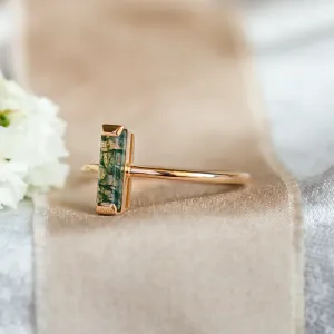 Minimalist moss agate ring HERMIONE Thumbnail